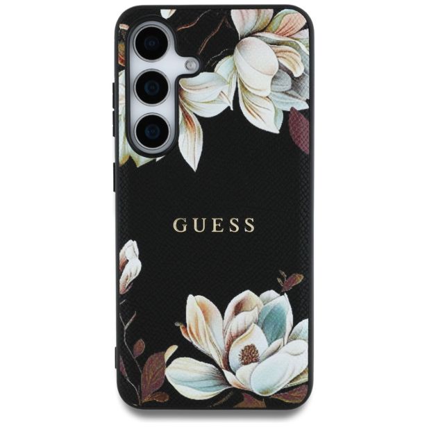 ORIGINALNI GUESS OVITEK ZA SAMSUNG GALAXY S25 5G - MAGSAFE - PRINTED FLOWER - ČRN - GUHMS25SPGNMPLMK