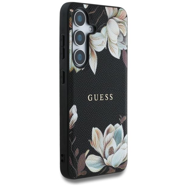ORIGINALNI GUESS OVITEK ZA SAMSUNG GALAXY S25 5G - MAGSAFE - PRINTED FLOWER - ČRN - GUHMS25SPGNMPLMK