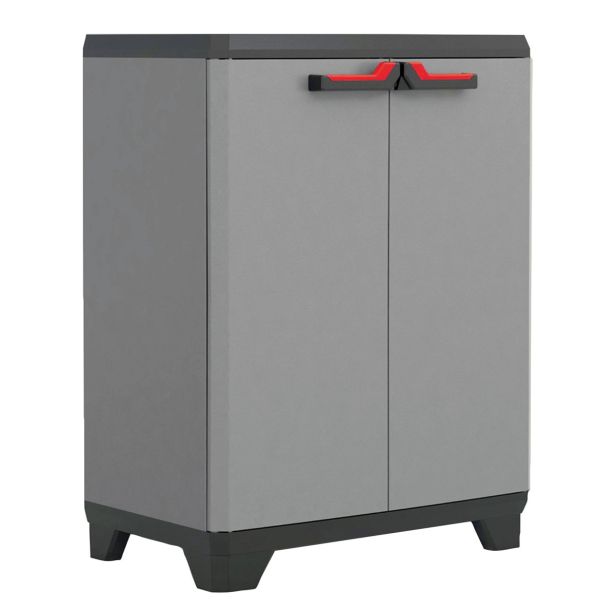 ORODNA OMARA-KRILNA VRATA KETER PVC, 90X68X39 CM 1P/15KG STILO SIVA/ČRNA/RDEČA