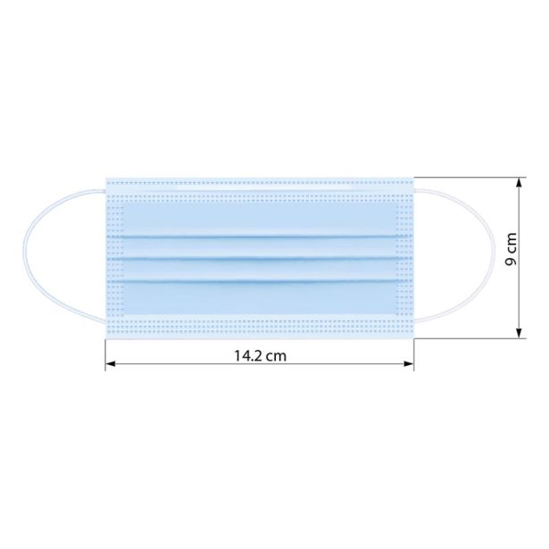 OTROŠKA OBRAZNA MASKA ZA USTA IN NOS, MODRA, 3-SLOJNA, ZA ENKRATNO UPORABO, V ZAVITKU 10 KOS