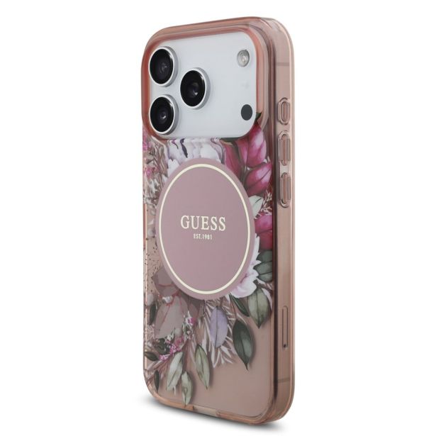 ORIGINALNI GUESS OVITEK ZA IPHONE 17 PRO - MAGSAFE - FLOWERS PINK - GUHMP17LHFWBRCESP