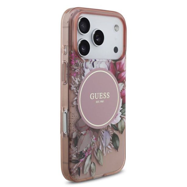 ORIGINALNI GUESS OVITEK ZA IPHONE 17 PRO - MAGSAFE - FLOWERS PINK - GUHMP17LHFWBRCESP