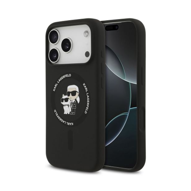 ORIGINALEN KARL LAGERFELD OVITEK MAGSAFE IPHONE 17 PRO - KARL AND CHOUPETTE - ČRN - KLHMP17LSCMKCRHK