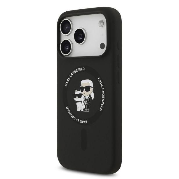 ORIGINALEN KARL LAGERFELD OVITEK MAGSAFE IPHONE 17 PRO - KARL AND CHOUPETTE - ČRN - KLHMP17LSCMKCRHK