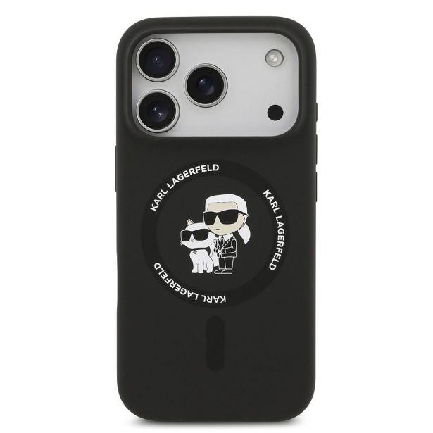ORIGINALEN KARL LAGERFELD OVITEK MAGSAFE IPHONE 17 PRO - KARL AND CHOUPETTE - ČRN - KLHMP17LSCMKCRHK