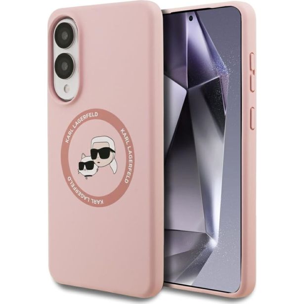 ORIGINALEN KARL LAGERFELD OVITEK SAMSUNG GALAXY S25 EDGE - IML NFT HEADS - ROZA SILIKONSKA ZAŠČITA MAGSAFE - KLHMS25ESKCHTCP