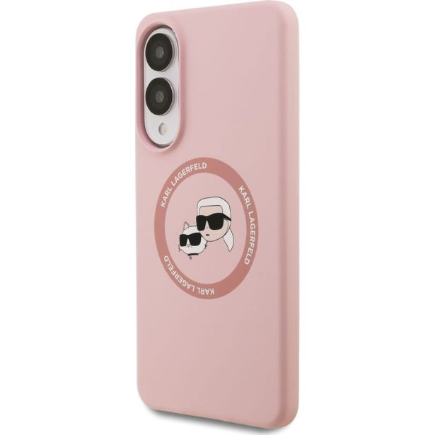 ORIGINALEN KARL LAGERFELD OVITEK SAMSUNG GALAXY S25 EDGE - IML NFT HEADS - ROZA SILIKONSKA ZAŠČITA MAGSAFE - KLHMS25ESKCHTCP