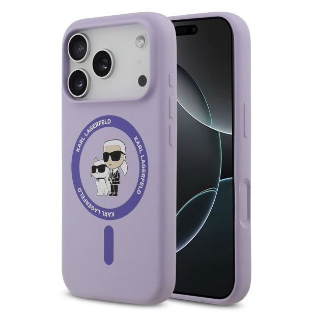 ORIGINALEN KARL LAGERFELD OVITEK MAGSAFE IPHONE 17 PRO - KARL AND CHOUPETTE - VIJOLA - KLHMP17LSCMKCRHU