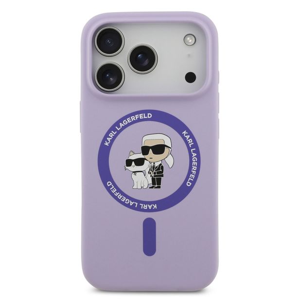 ORIGINALEN KARL LAGERFELD OVITEK MAGSAFE IPHONE 17 PRO - KARL AND CHOUPETTE - VIJOLA - KLHMP17LSCMKCRHU