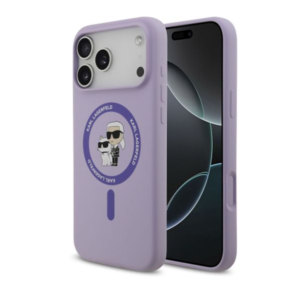 ORIGINALEN KARL LAGERFELD OVITEK MAGSAFE IPHONE 17 PRO MAX - KARL AND CHOUPETTE - VIJOLA - KLHMP17XSCMKCRHU