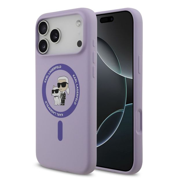ORIGINALEN KARL LAGERFELD OVITEK MAGSAFE IPHONE 17 PRO MAX - KARL AND CHOUPETTE - VIJOLA - KLHMP17XSCMKCRHU