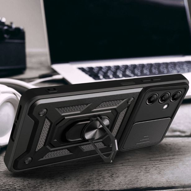 SILIKONSKI OVITEK ARMOR RING Z ZAŠČITO KAMERE ZA SAMSUNG GALAXY A17 - ČRN