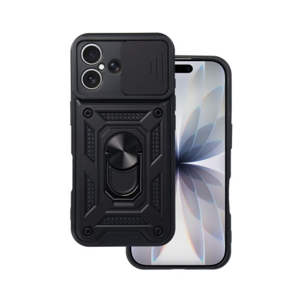 SILIKONSKI OVITEK ARMOR RING Z ZAŠČITO KAMERE ZA SAMSUNG GALAXY S25 FE- ČRN