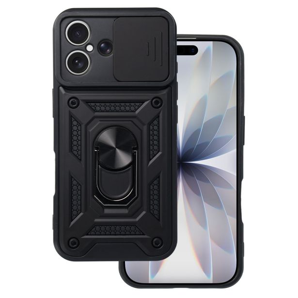 SILIKONSKI OVITEK ARMOR RING Z ZAŠČITO KAMERE ZA SAMSUNG GALAXY S25 FE- ČRN