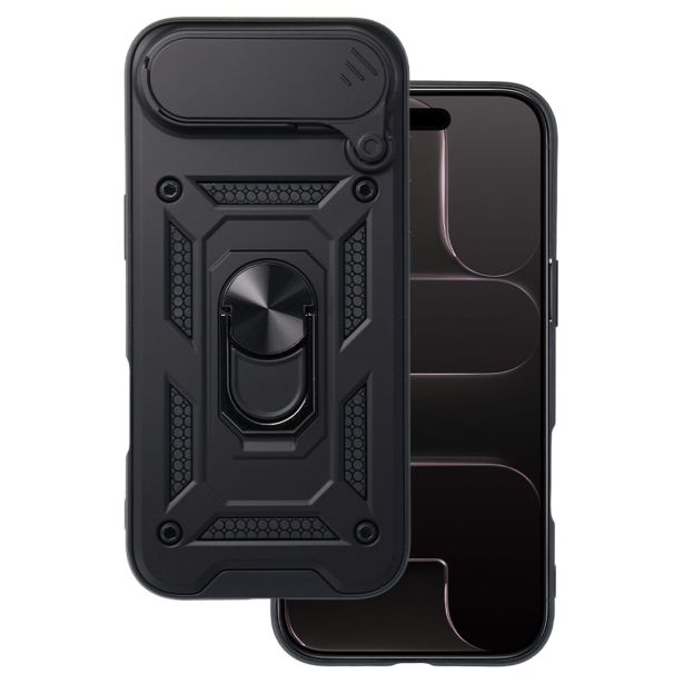 SILIKONSKI OVITEK ARMOR RING Z ZAŠČITO KAMERE ZA IPHONE 17 AIR - ČRN