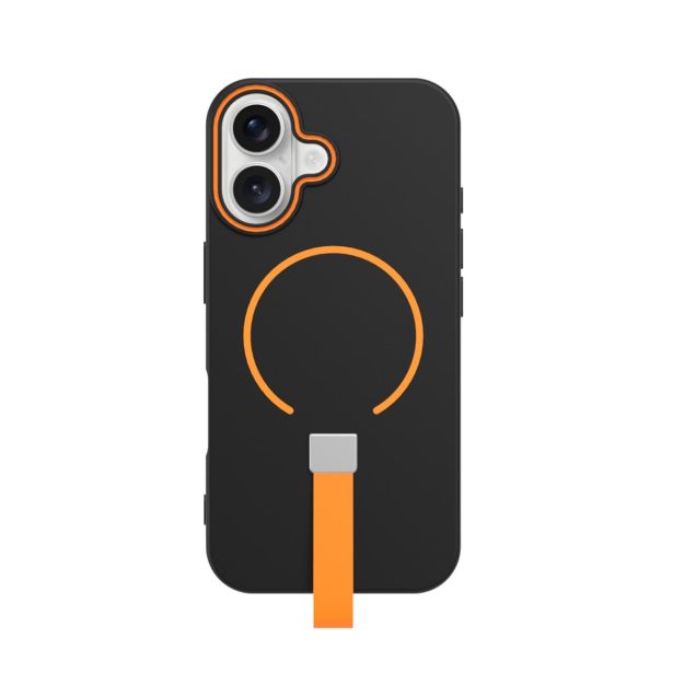 MAT LIQUID SILIKONSKI OVITEK S PAŠČKOM Z MAGSAFE ZA IPHONE 17 AIR - ČRNO-ORANŽEN