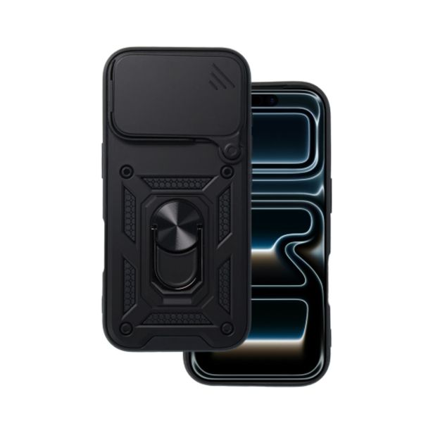 SILIKONSKI OVITEK ARMOR RING Z ZAŠČITO KAMERE ZA IPHONE 17 PRO - ČRN
