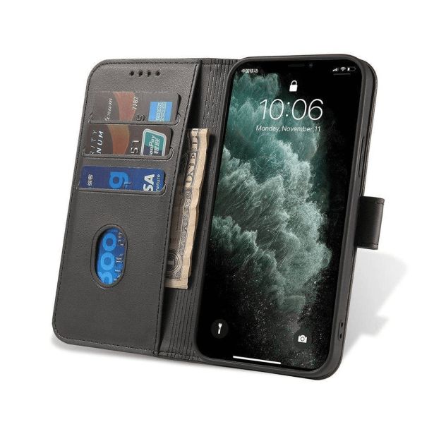 ONASI WALLET DENARNICA USNJENA PREKLOPNA TORBICA IPHONE 17 PRO - ČRNA