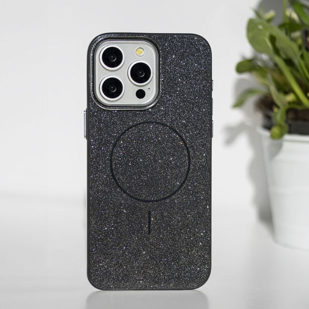 SILIKONSKI OVITEK GLITTER Z MAGSAFE ZA IPHONE 17 PRO MAX - ČRN