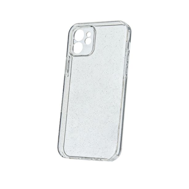 SILIKONSKI OVITEK Z BLEŠČICAMI ZA IPHONE 17 PRO MAX - PROZOREN S SREBRNIMI BLEŠČICAMI