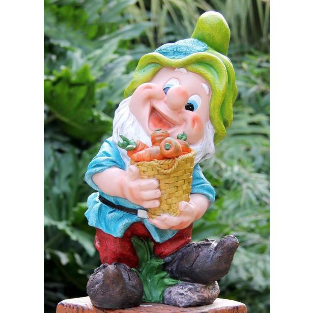 FIGURA, OKRASNA PALČEK S KOŠARO KORENJA VIŠ 36 CM