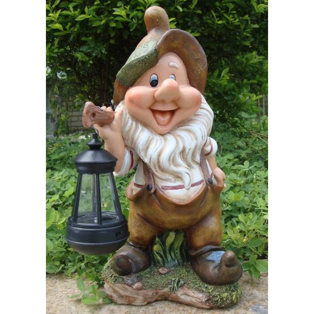 FIGURA, OKRASNA PALČEK S SOLARNO LANTERNO V RJAVEM VIŠ. 37 CM