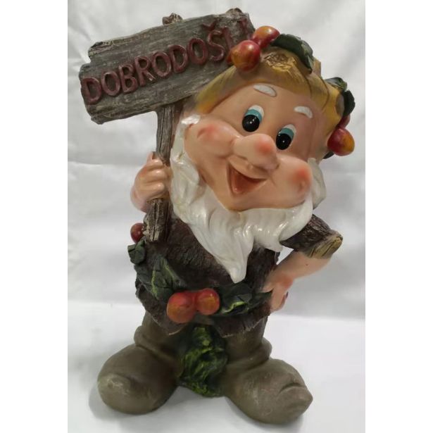 FIGURA, OKRASNA PALČEK S TABLO DOBRODOŠLI VIŠ. 33 CM