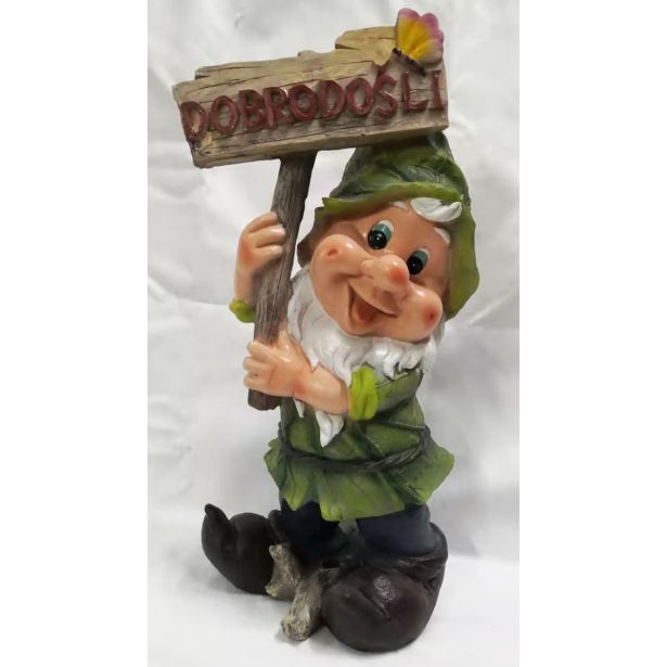FIGURA, OKRASNA PALČEK S TABLO DOBRODOŠLI VIŠ. 35 CM