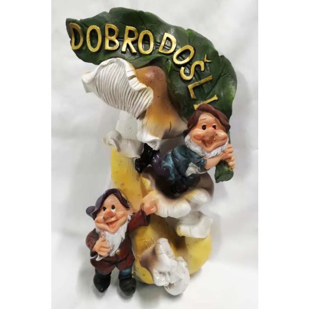 FIGURA, OKRASNA PALČKA NA GOBI S TABLO DOBRODOŠLI V 36 CM