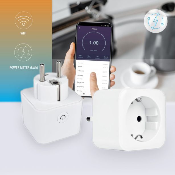 PAMETNA VTIČNICA COMMEL WIFI SMART 3500W 2.4GHZ Z MERILCEM PORABE 16A