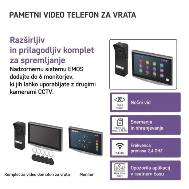 PAMETNI VIDEO DOMOFON EMOS GOSMART SET 7 IP-750A, WIFI