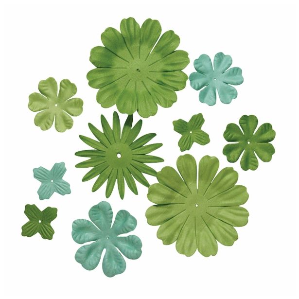 PAPIR, FILC, PENA, KREP RAYHER ROŽICE IZ PAPIRJA 24 KOS ZELENI TONI