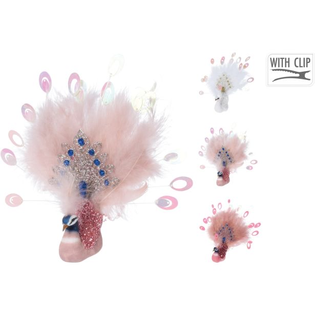 OKRASEK ZA JELKO KOOPMAN PAV 22 CM ROZA SORT