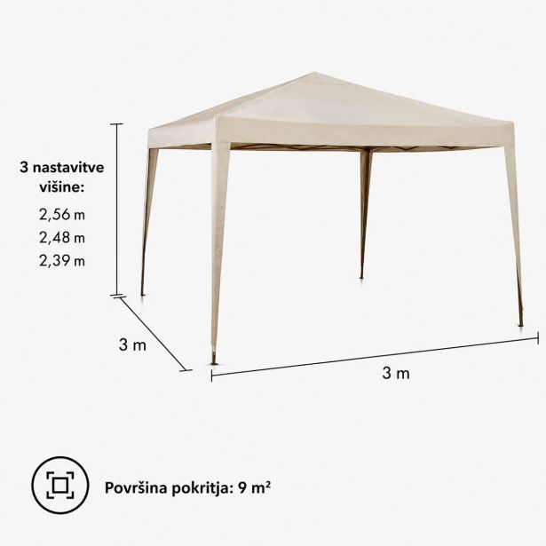PAVILJON ZA KAMPIRANJE VONHAUS POP-UP 3X3M BEŽ