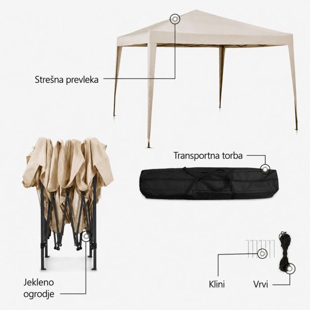 PAVILJON ZA KAMPIRANJE VONHAUS POP-UP 3X3M BEŽ