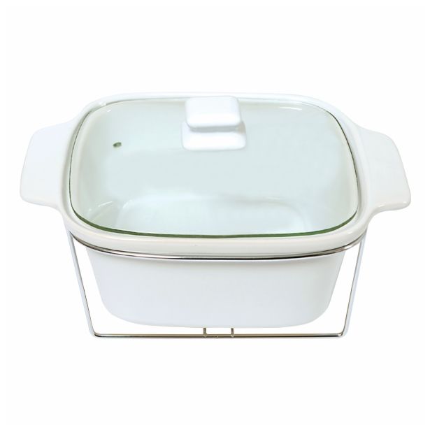 PEKAČ / MODEL ZA PEKO ALPEKS 28X22X9 CM BEL S POKROVOM NA KOVINSKEM PODSTAVKU