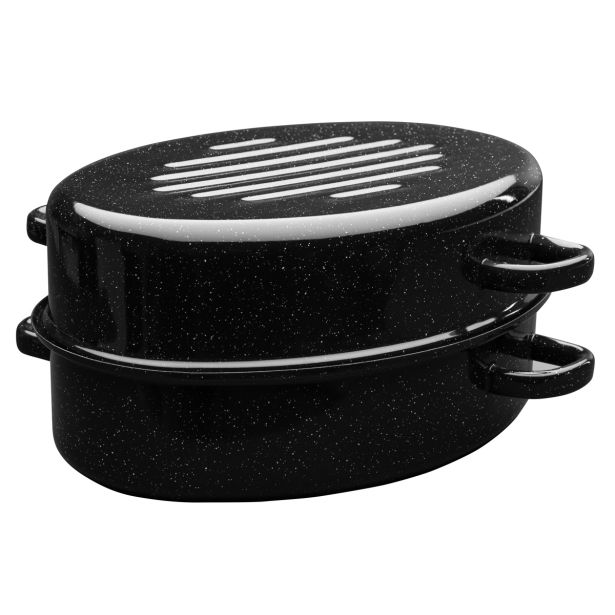 PEKAČ ENAMELIE 38X26.5X12 CM S POKROVOM EMAJLIRAN NAVADNI ROB