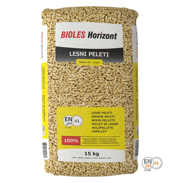 PELETI BIOLES HORIZONT FI 6 MM, SMREKA, A1 Z DOSTAVO, 70 VREČ/PALETA