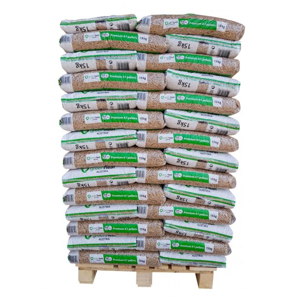 PELETI GREENHEAT A1 15 KG, PALETA Z DOSTAVO, 70 VREČ/PALETA