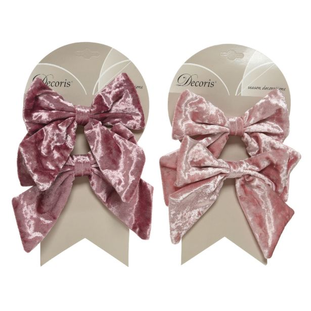 OKRASEK ZA JELKO PENTLJA 16 CM ŽAMET 2/1 ROZA SORTIRANO