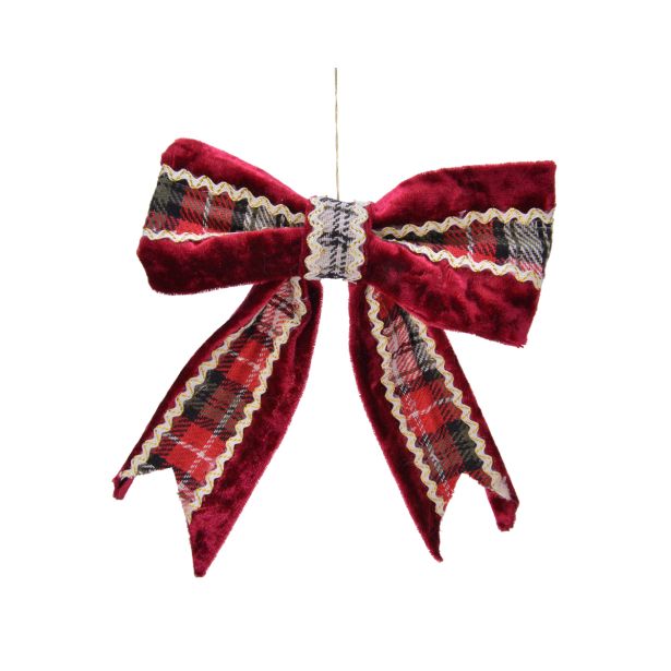 OKRASEK ZA JELKO PENTLJA, RDEČA-KARO 12X14 CM