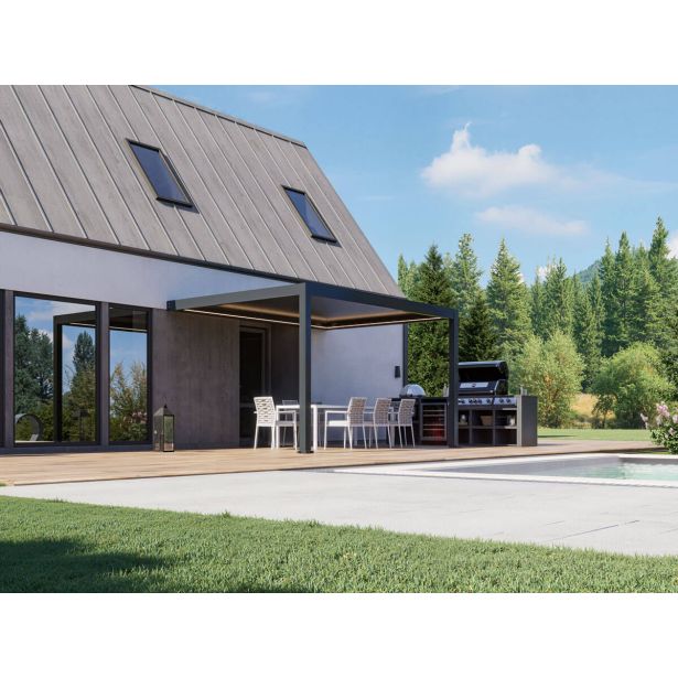 PERGOLA BELLANO BIOKLIMATSKA MOTORIZIRANA 4X3 M -PRITRJENA V STENO