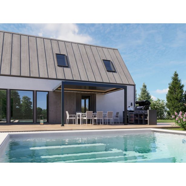 PERGOLA BELLANO BIOKLIMATSKA MOTORIZIRANA 4X3 M -PRITRJENA V STENO