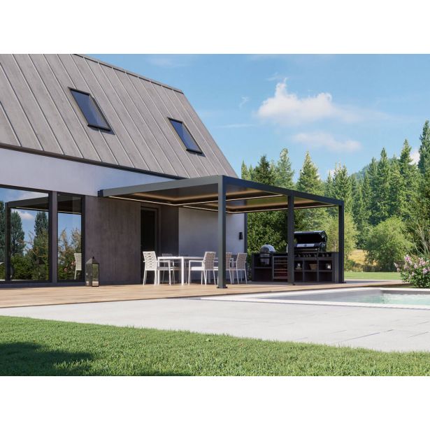 PERGOLA BELLANO BIOKLIMATSKA MOTORIZIRANA 6X4 M -PRITRJENA V STENO