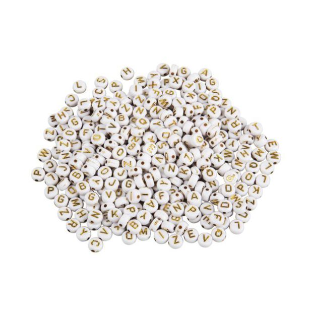 PERLE ČRKE, 6MM, ZLATE, OKROGLE, 40G