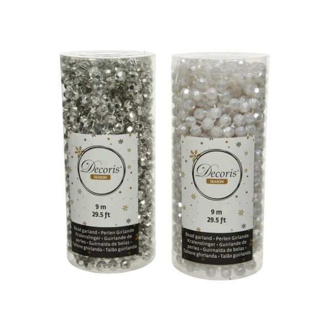PERLE DECORIS BELE/SREBRNE BARVE 9 M SORT