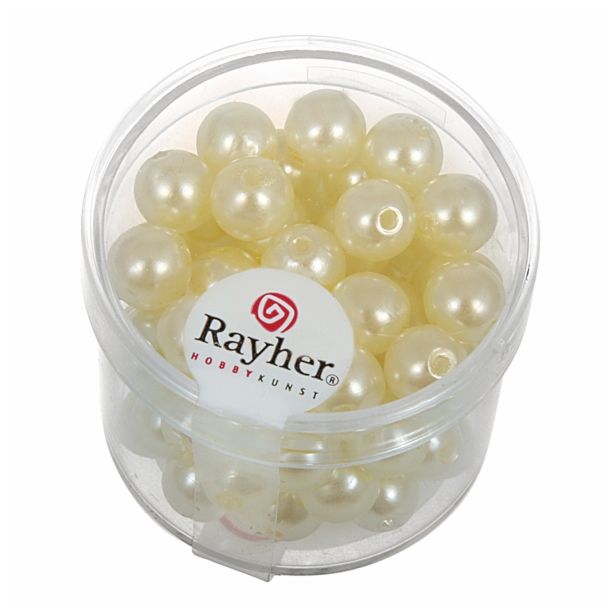PERLE RAYHER PERLE VOŠČENE, 8 MM KREM, 62 KOS.