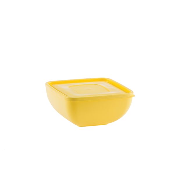 PIKNIK PROGRAM UCSAN PLASTIK SKLEDA S POKROVOM 1.2 L KVADRATNA RUMENE BARVE