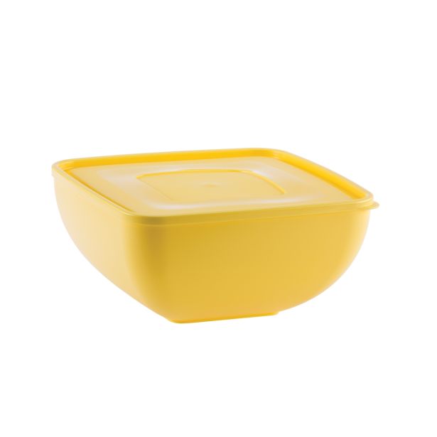 PIKNIK PROGRAM UCSAN PLASTIK SKLEDA S POKROVOM 4 L KVADRATNA RUMENE BARVE