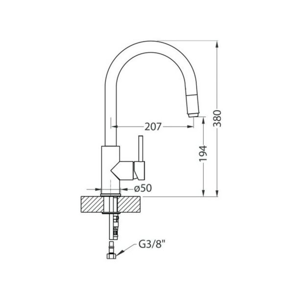 PIPA KUHINJSKA ALVEUS ALVEUS DELOS-P G91 CARBON - ČRNA